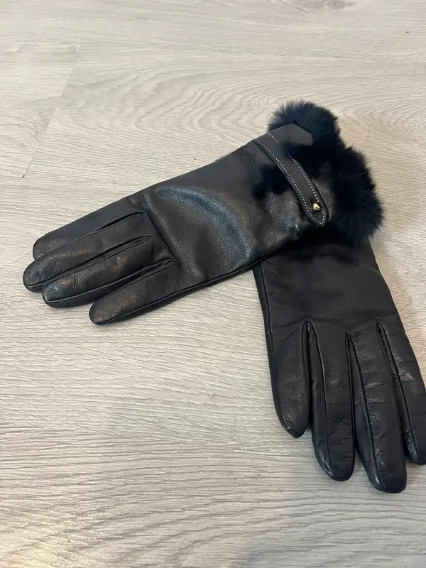 PIUMELLI. Guantes negros piel y pelo natural