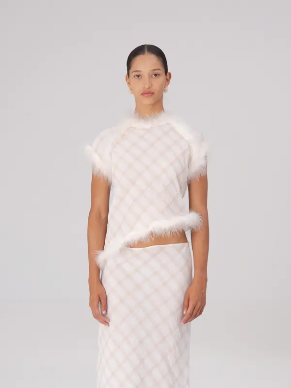 Plaid Balance Feather Top