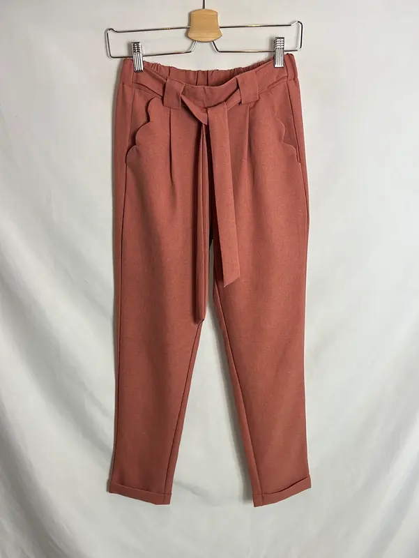 POLÍN ET MOI. Pantalón fluido rosa jaspeado. T S