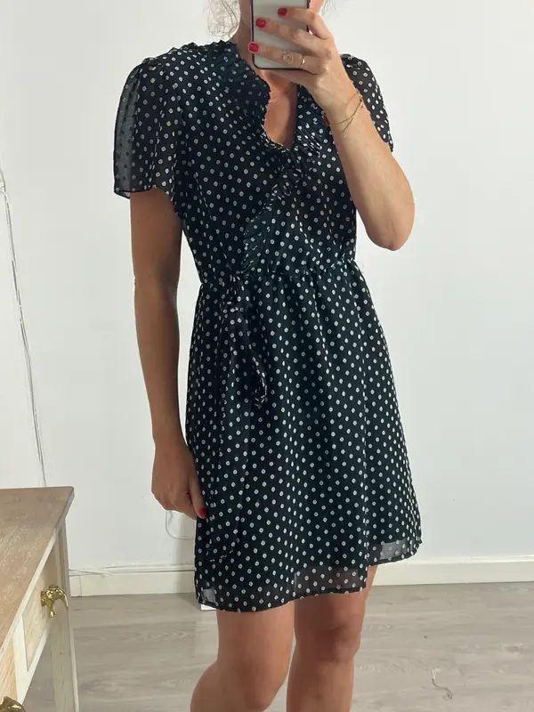 POLIN ET MOI. Vestido negro estampado textura. T L
