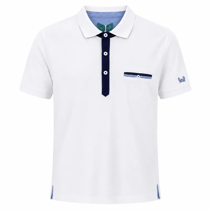 Polo blanco con detalles marino Custi Mikelo