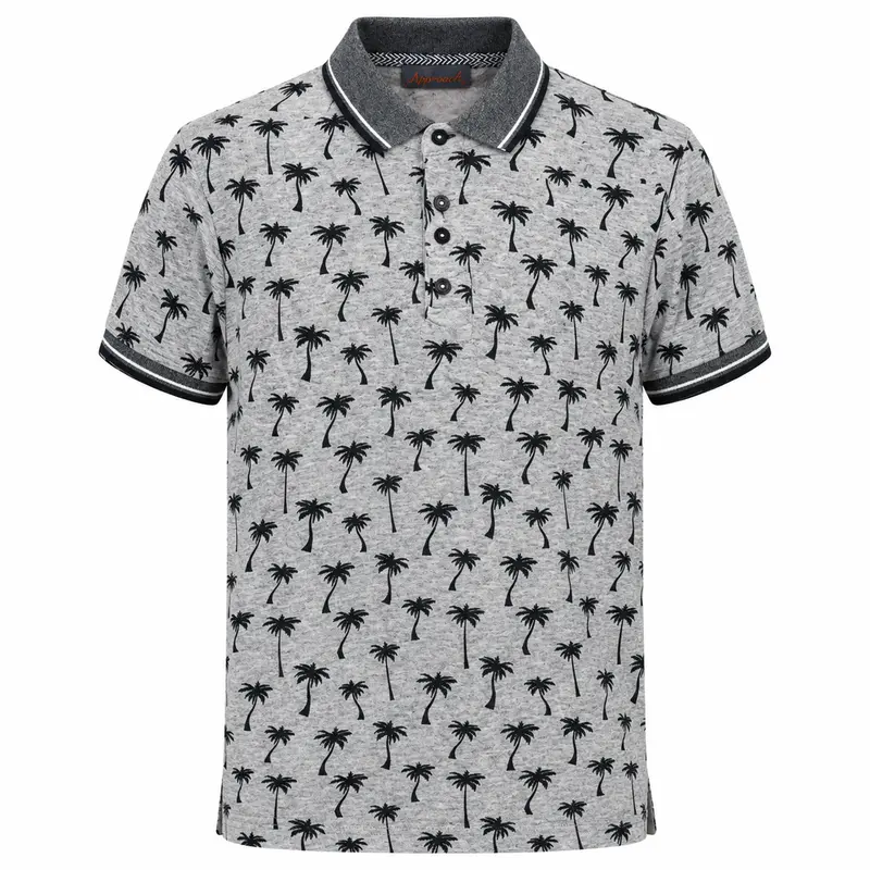 Polo Hombre Gris Estampado Palmeras – Approach