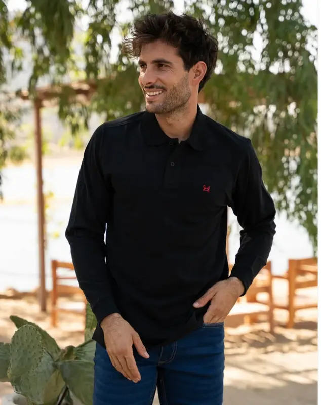 POLO MANGA LARGA NEGRO Custi&Mikelo