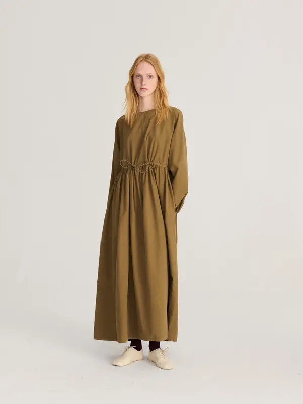 Poplin elastic waist dress