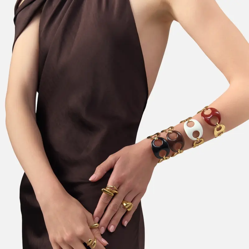 Pulsera esmaltado dorado - Alexah