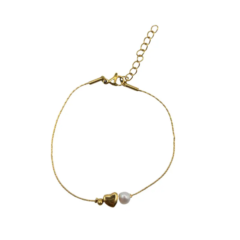 Pulsera fina corazón acero inoxidable