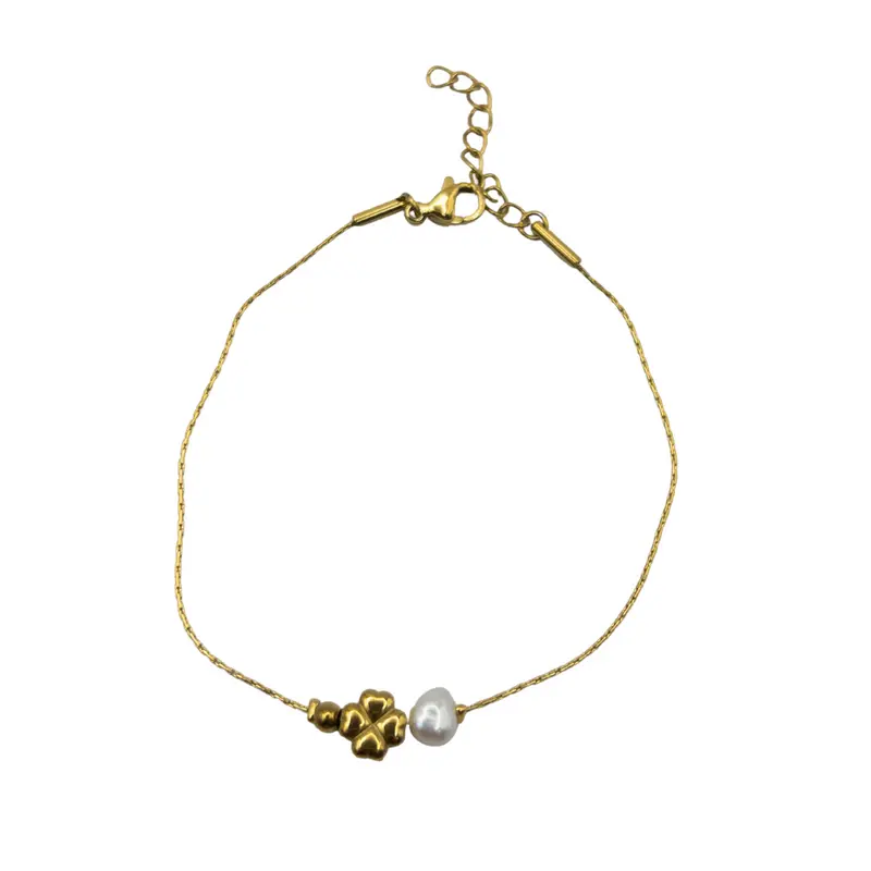 Pulsera fina trébol acero inoxidable