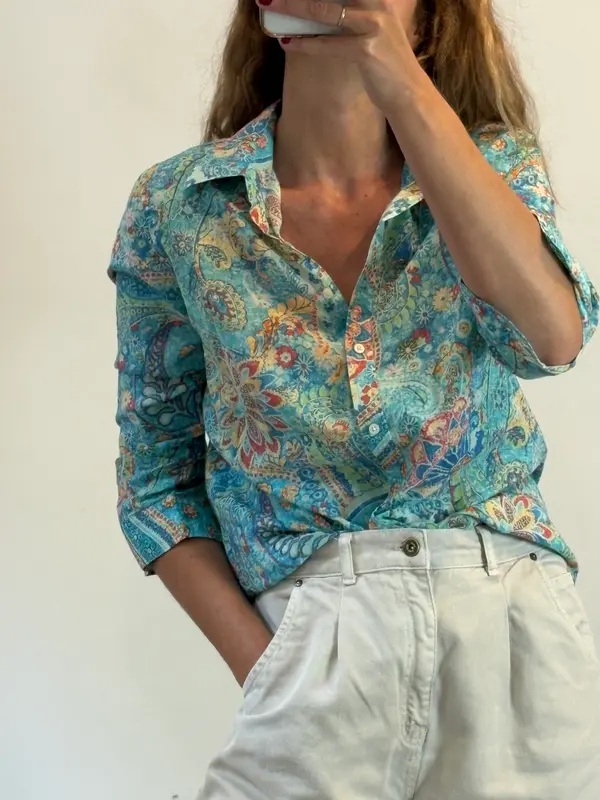 RALPH LAUREN. Camisa de algodón con estampado