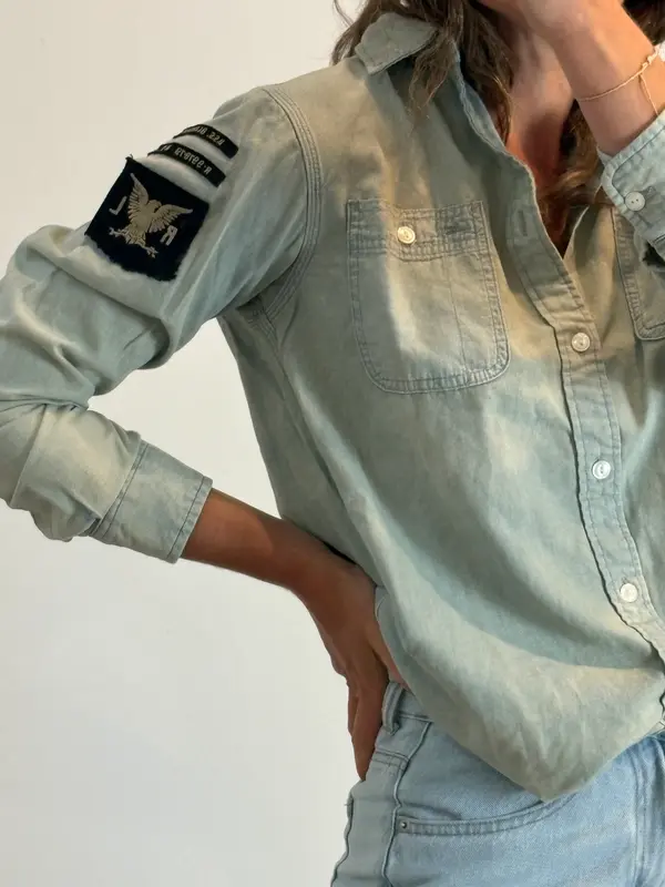 RALPH LAUREN. Camisa denim fluida logo. T M