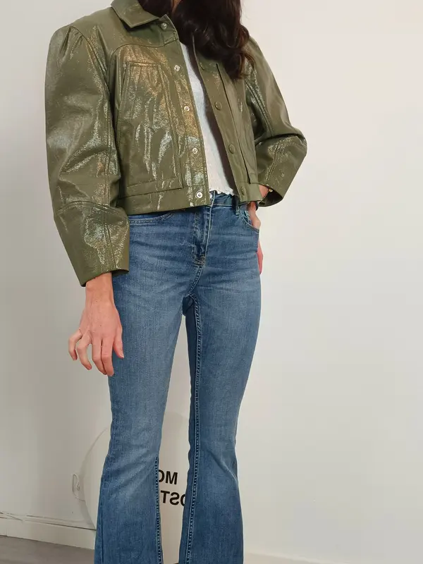 REBECCA TAYLOR .Chaqueta verde polipiel vinilo T.4 (s)