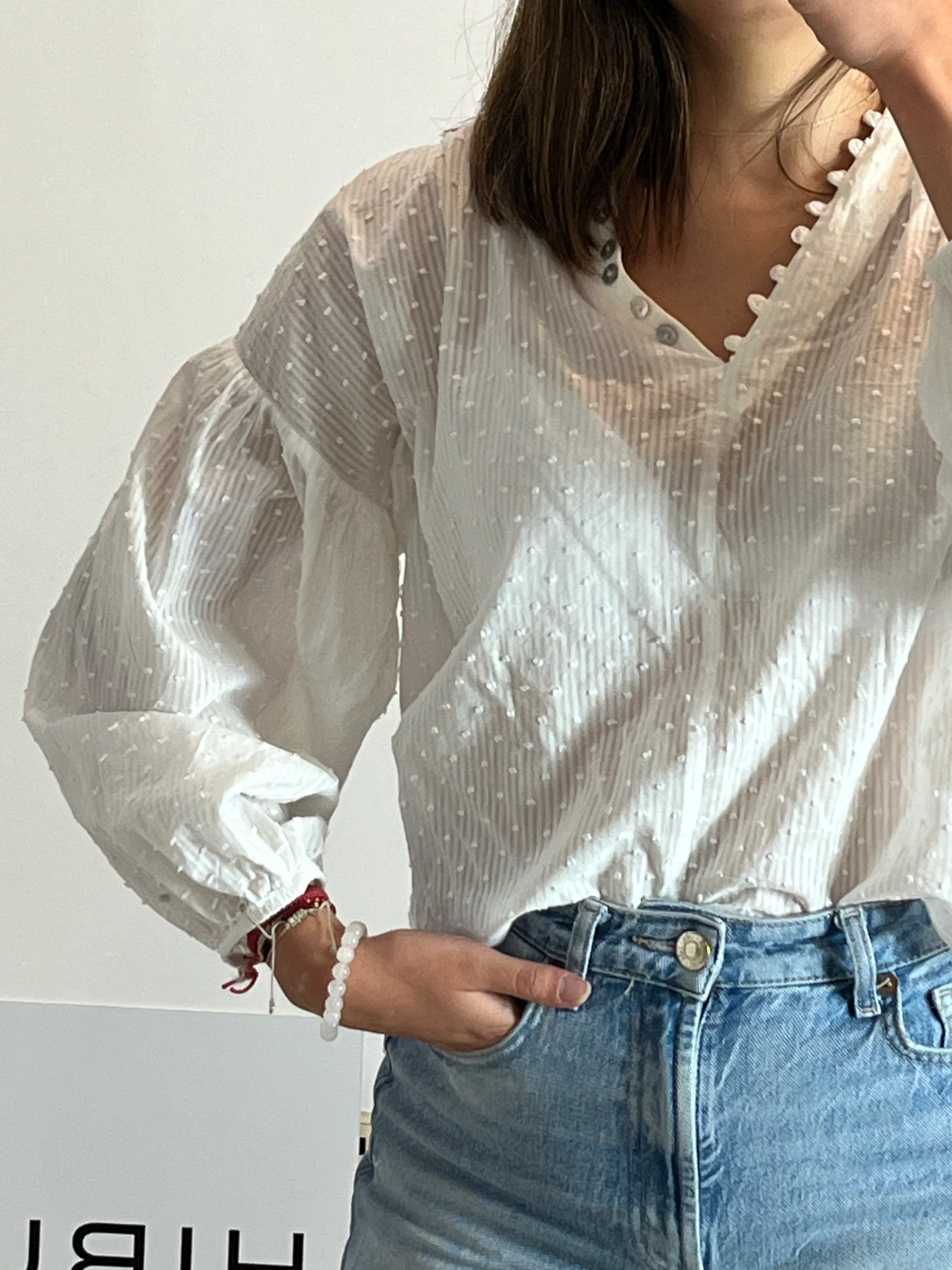 RENATTA&GO. Blusa blanca plumeti TU(S)