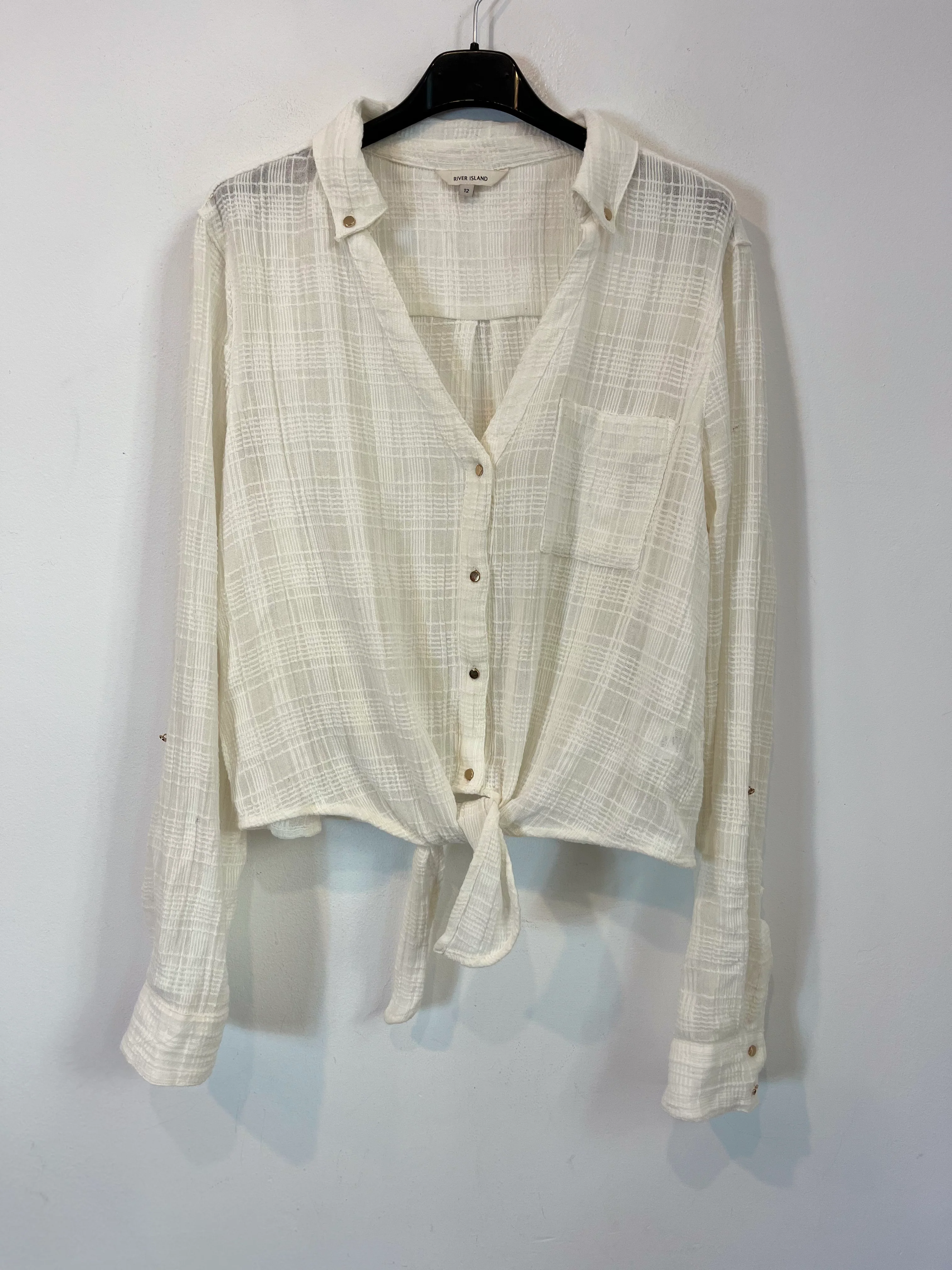 RIVER ISLAND. Camisa blanca algodón. T 38