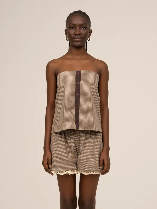 Rove Brown Plaid Sleeveless Top