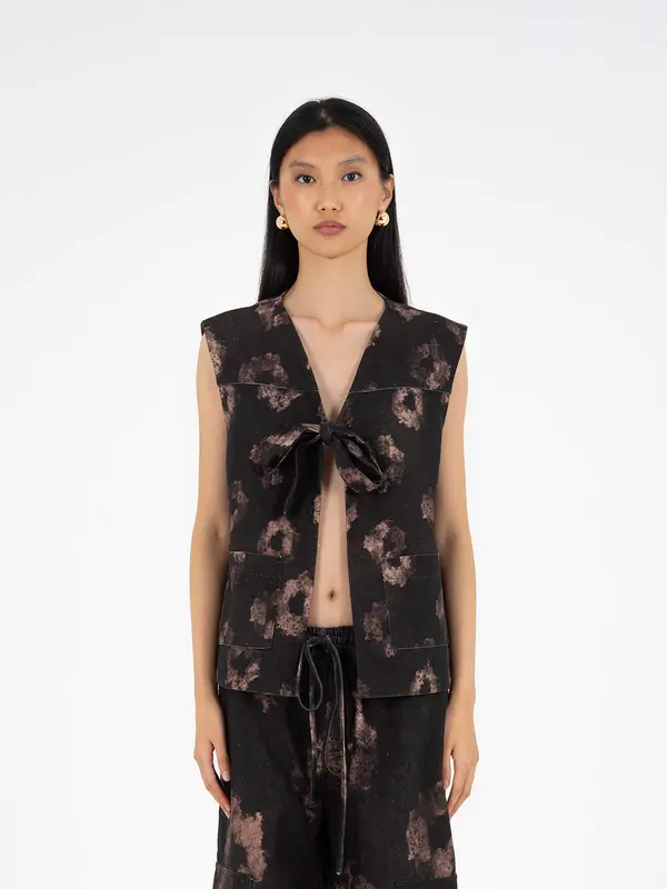 Rush Print Denim Vest