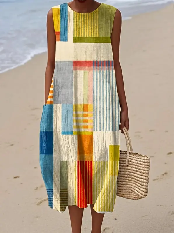 Rut | Geometric Boho Midi Dress