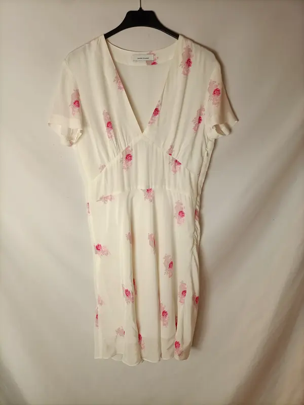 SAMOE SAMSOE. Vestido blanco flores rosas