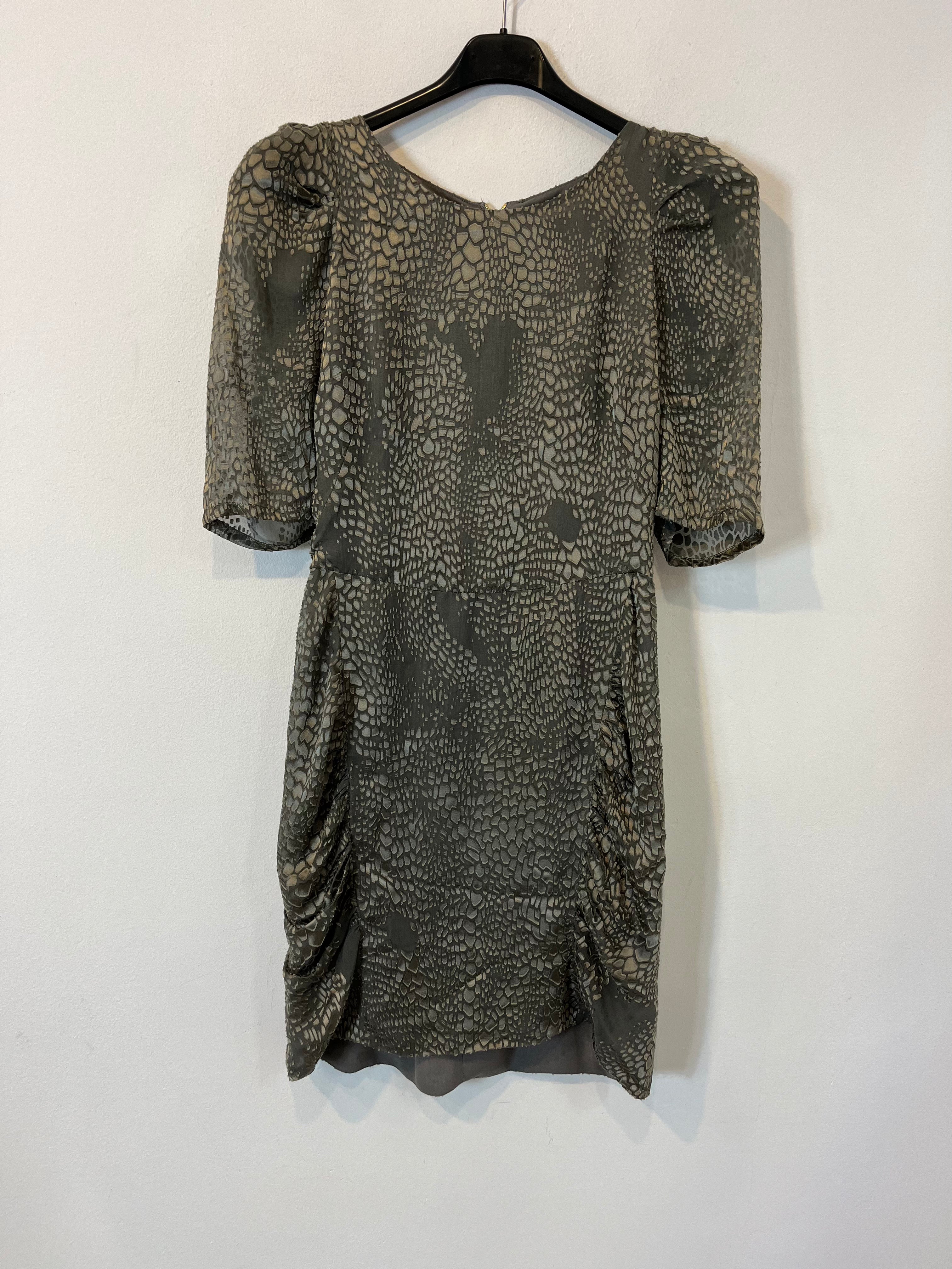 SANDRO. Vestido verde con seda. T 1 (XS/S)