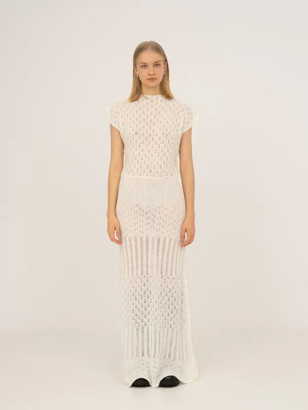 Sappy White Knit Maxi Dress