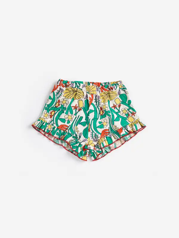 SB126AB059  Color Herbalist all over ruffled shorts