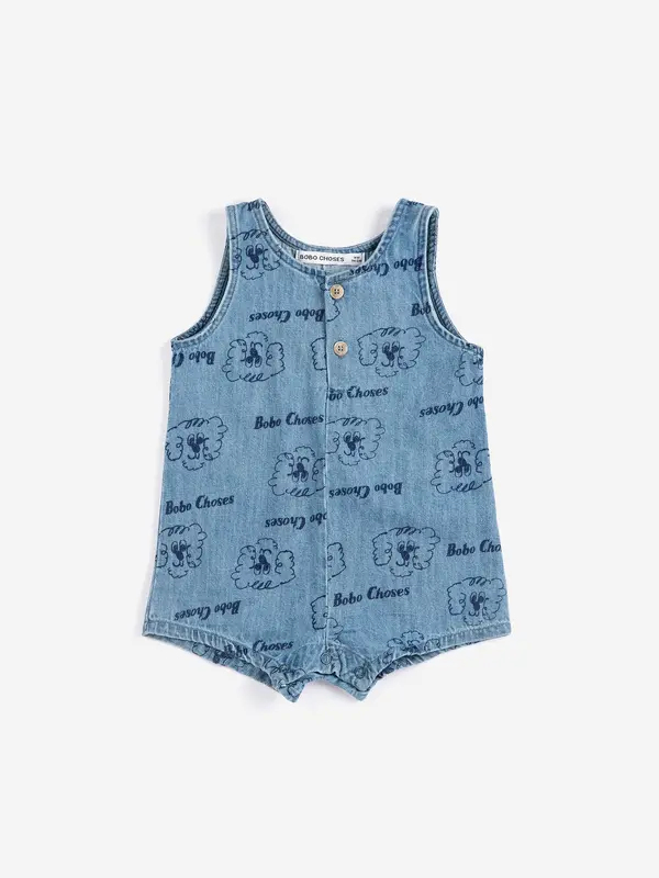 SB126AB078  Pickles The Dog all over denim playsuit