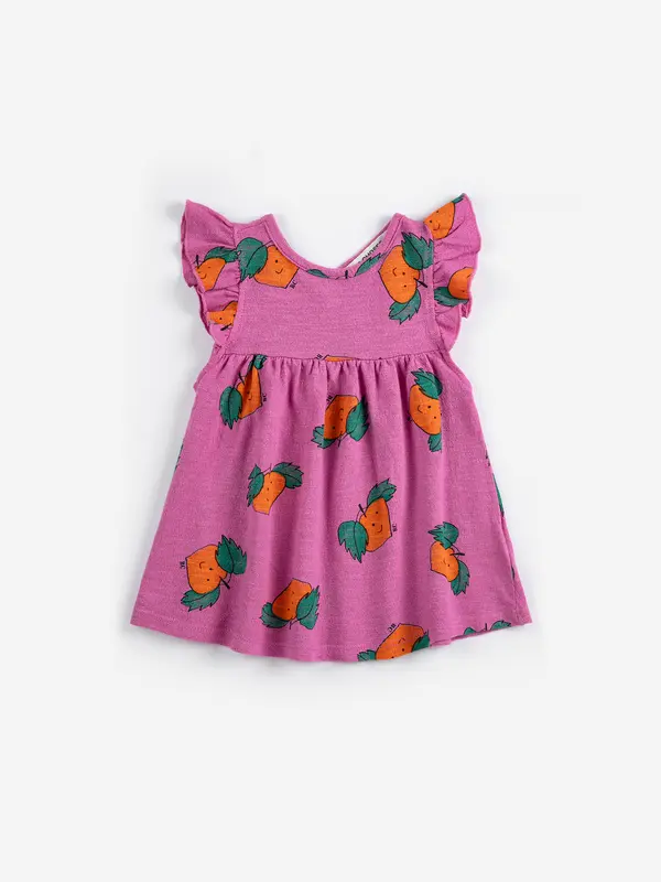 SB126AB087 Tangerine all over ruffled dress