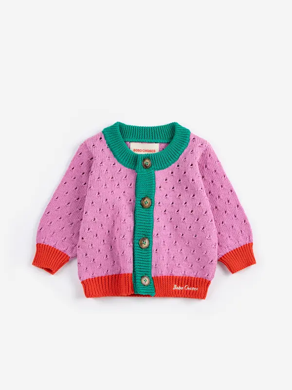 SB126AB096 Color Block open work cardigan