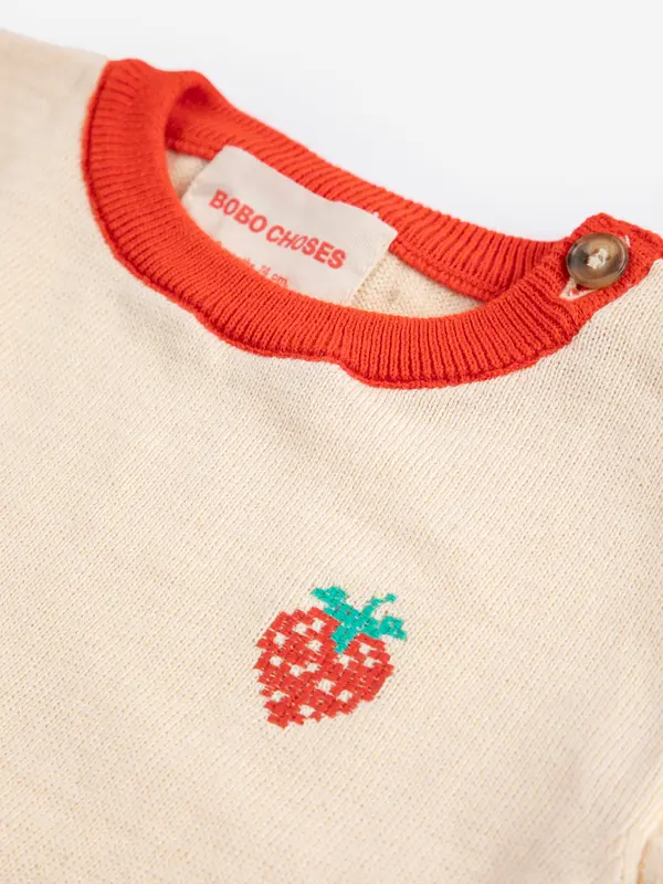 SB126AB142 Pixel Strawberry knitted T-shirt