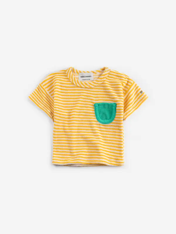 SB126AB146 Yellow Stripes terry cloth Tshirt