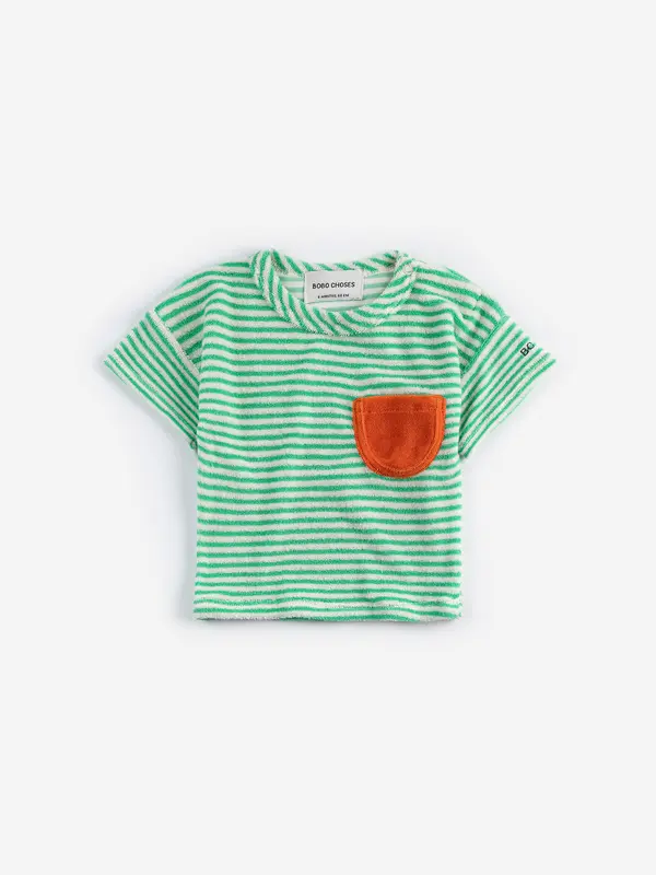 SB126AB148 Green Stripes terry cloth Tshirt