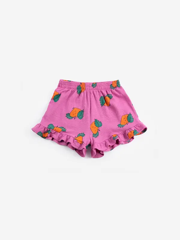 SB126AC063 Tangerine all over ruffled shorts