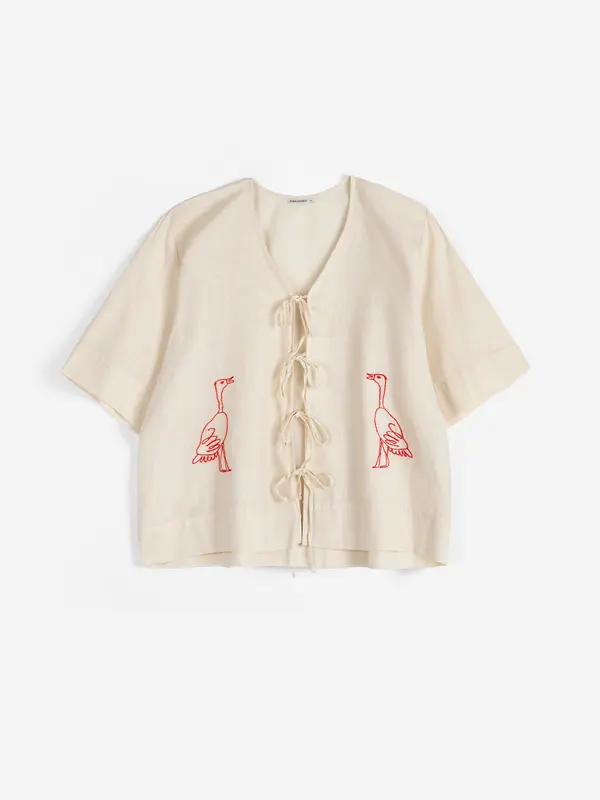 sb126ad026 Embroidery tied blouse