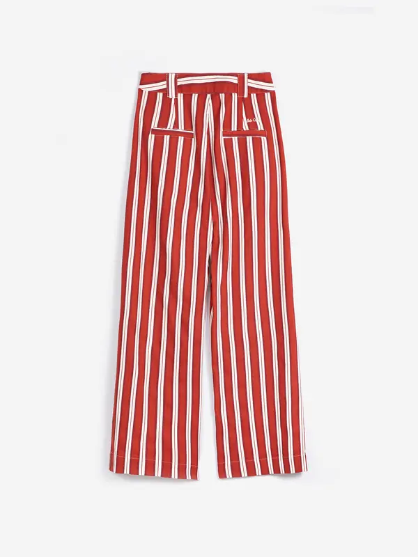 sb126ad049 Striped twill wide leg pants