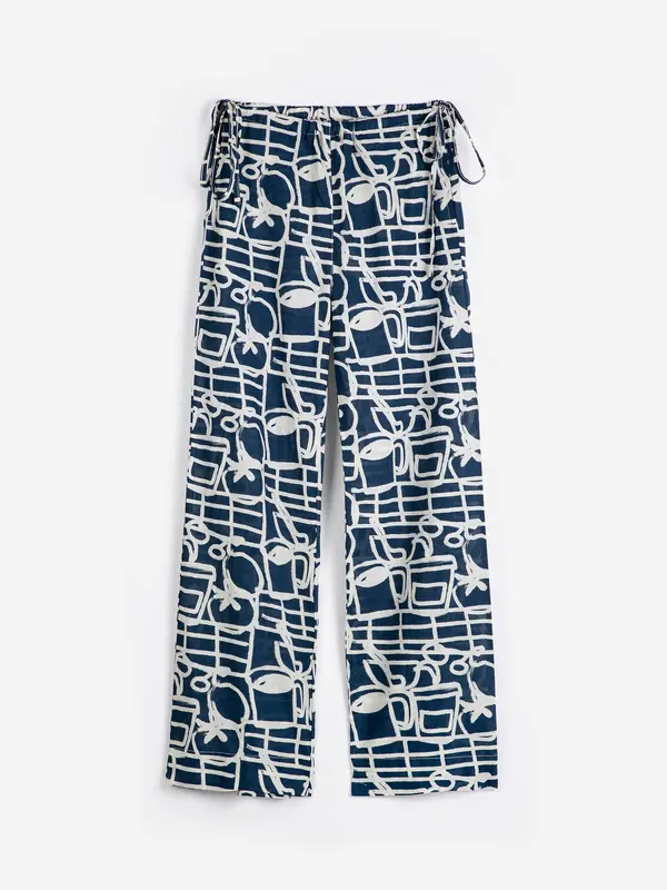 sb126ad054 Cookery festival pattern wide-leg trousers