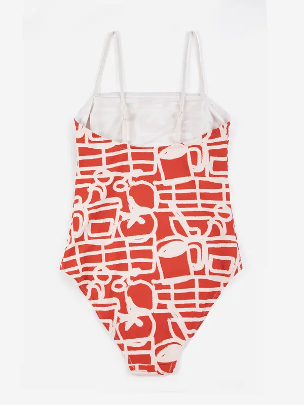 sb126ad109 Cookery festival pattern recycled swimsuit