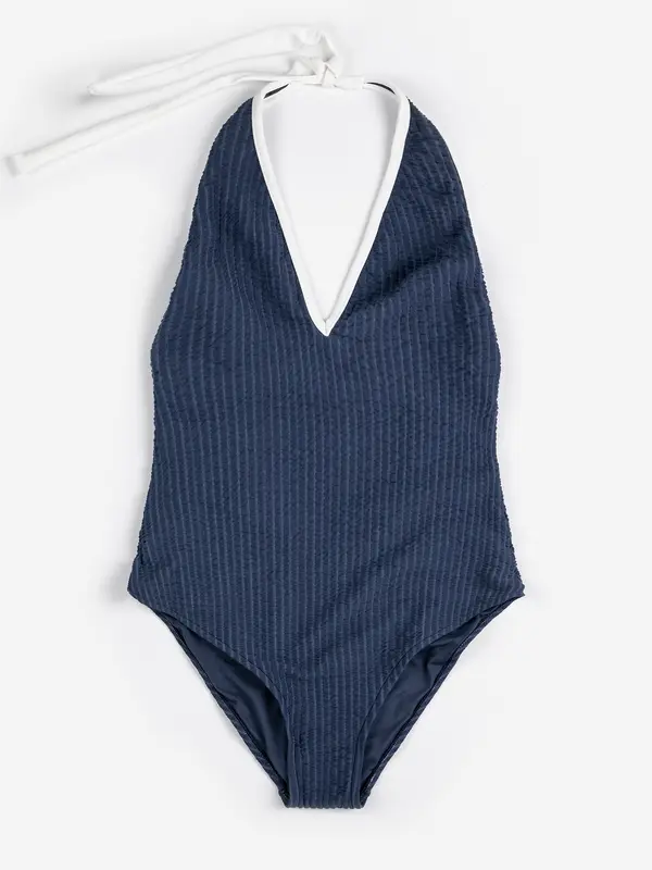 sb126ad110 Cut-out seersuker swimsuit