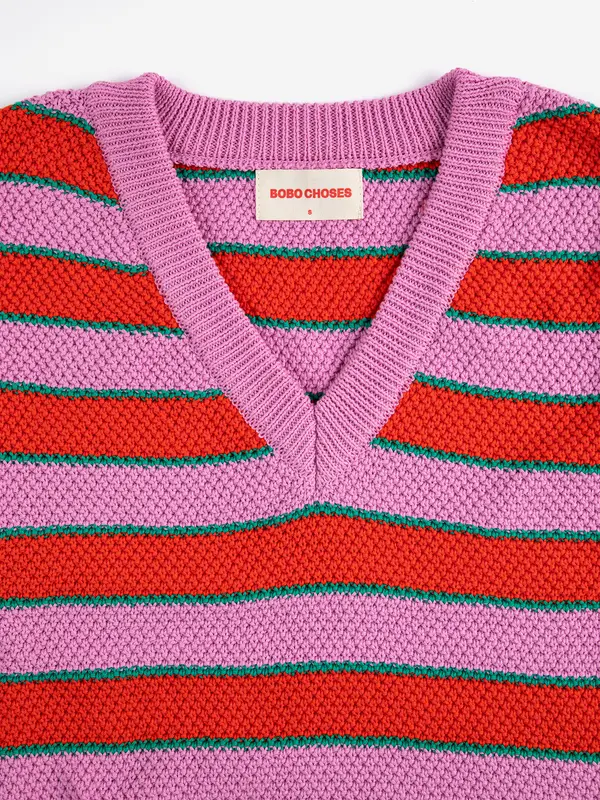 sb126ad132 Striped V-neck vest