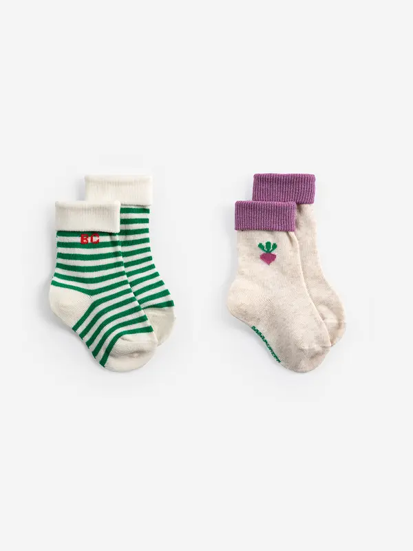SB126AH051 Pixel Sugar beet short socks pack x 2