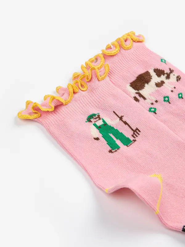 sb126ai007 Farm Adventure ruffled short socks