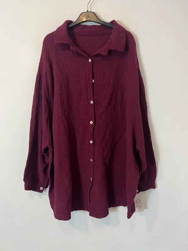 SCHILO JOLIE. Blusón algodón burdeos. T XL