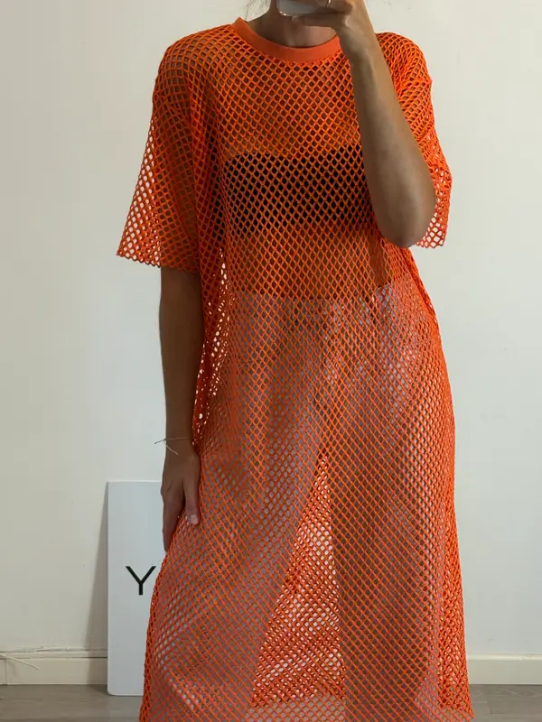 SCREEN ROOM. Vestido naranja troquelado. T. L