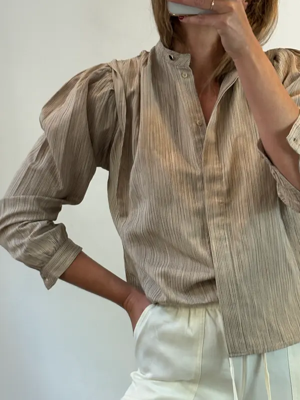 SESSÚN. Blusa beige tostado rayas