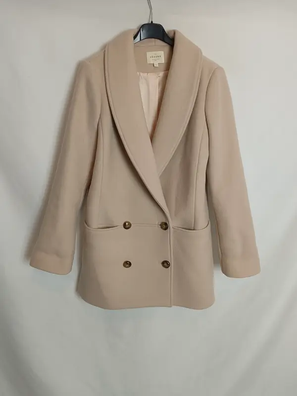 SEZANE. Abrigo camel cruzado T.34