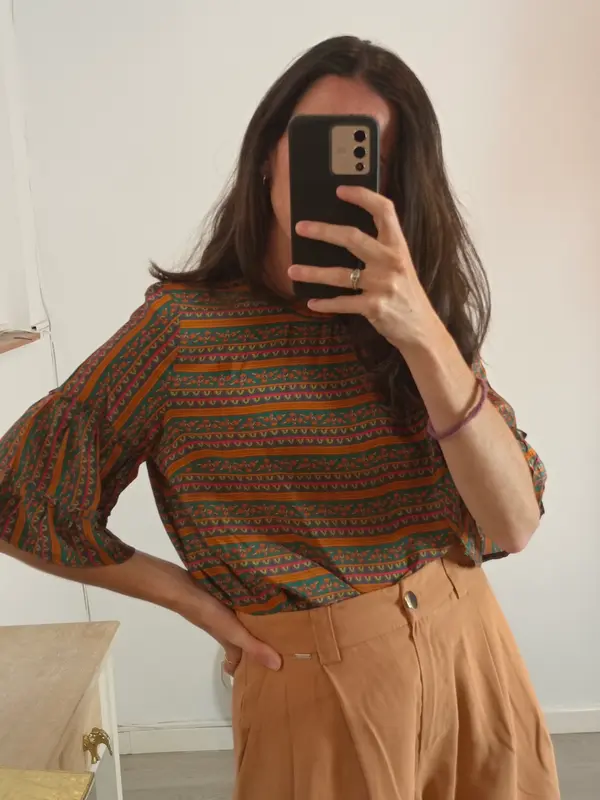SEZANE. Blusa seda estampada T.36
