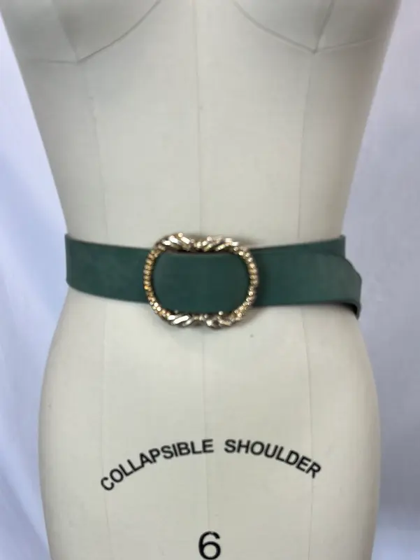 SEZANE. Cinturón verde piel T.90