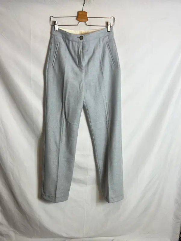 SÉZANE. Pantalón lana azul claro jaspeado. T 36(Tara)
