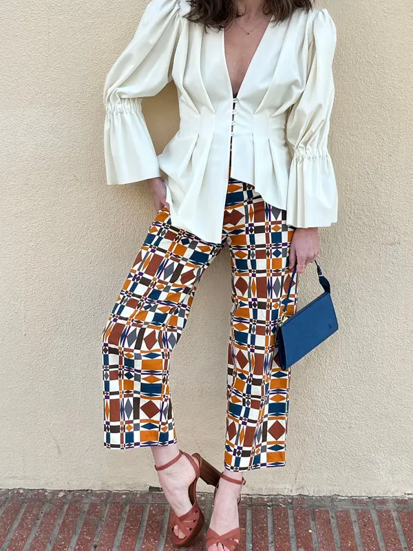 SEZANE. Pantalón mezcla geométrico T36