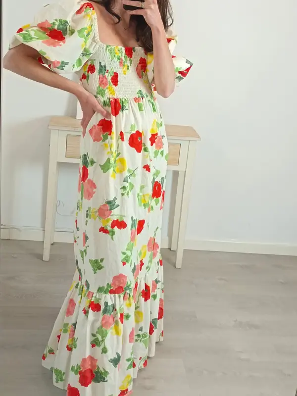 SEZANE. Vestido largo flores T.34