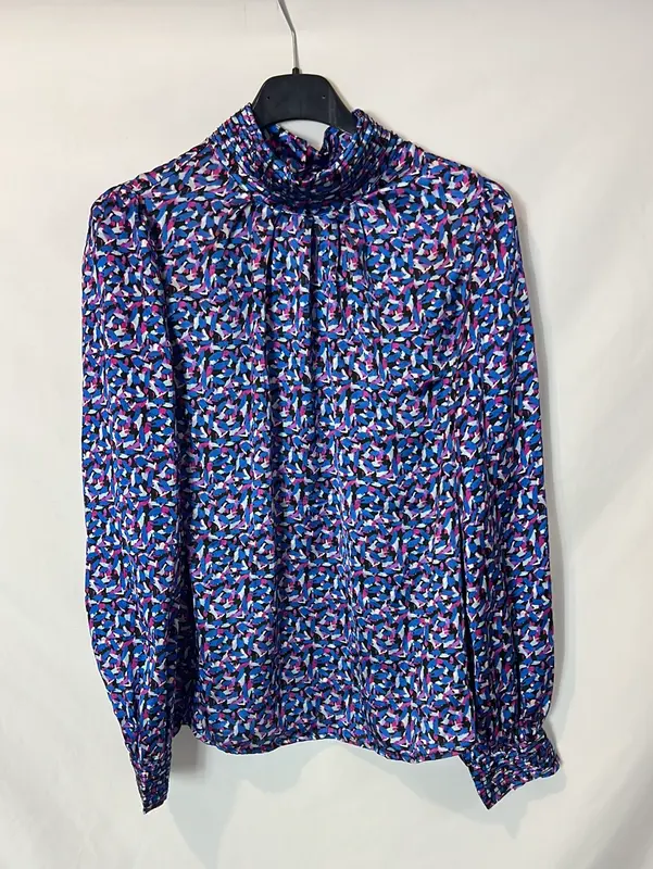 SFERA. Blusa satinada estampado azules. T S