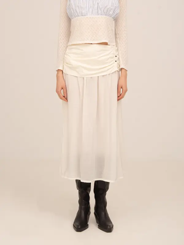 Sidewalk White Midi Skirt