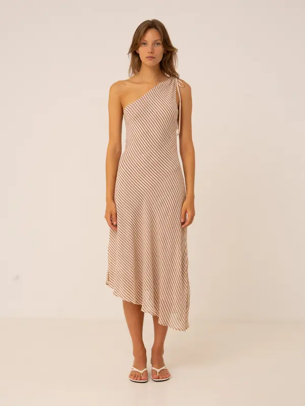 Sienna One-Shoulder Striped Slip Dress